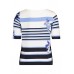 Betty Barclay - 2741 1754 T-shirt kort mouw print wit blauw beige.